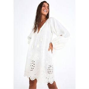 Farm Rio Harmonia Embroidered Tunic Dress w Tassel